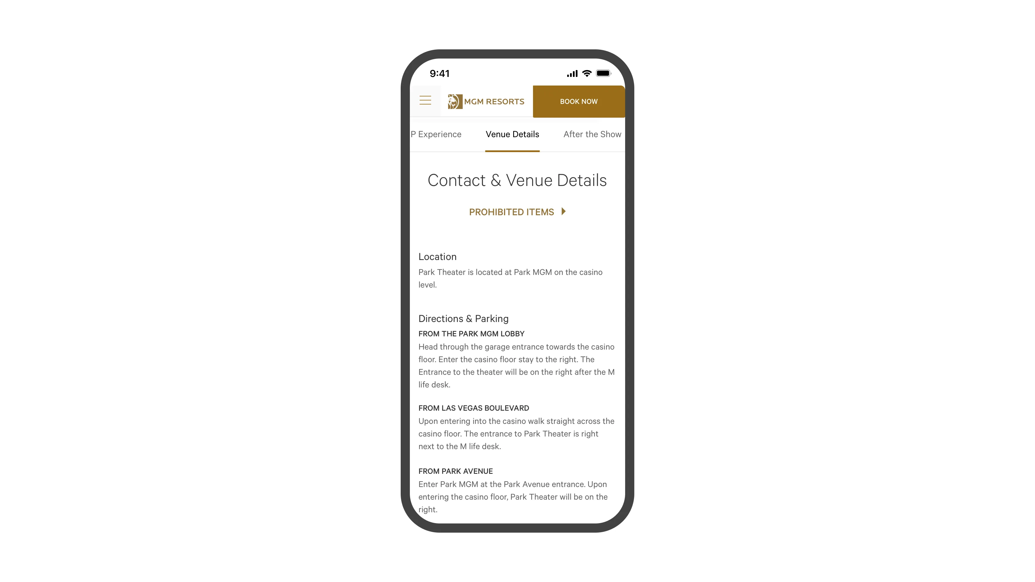 Old parking directions: an outdated, text-based approach to finding event locations within the resort